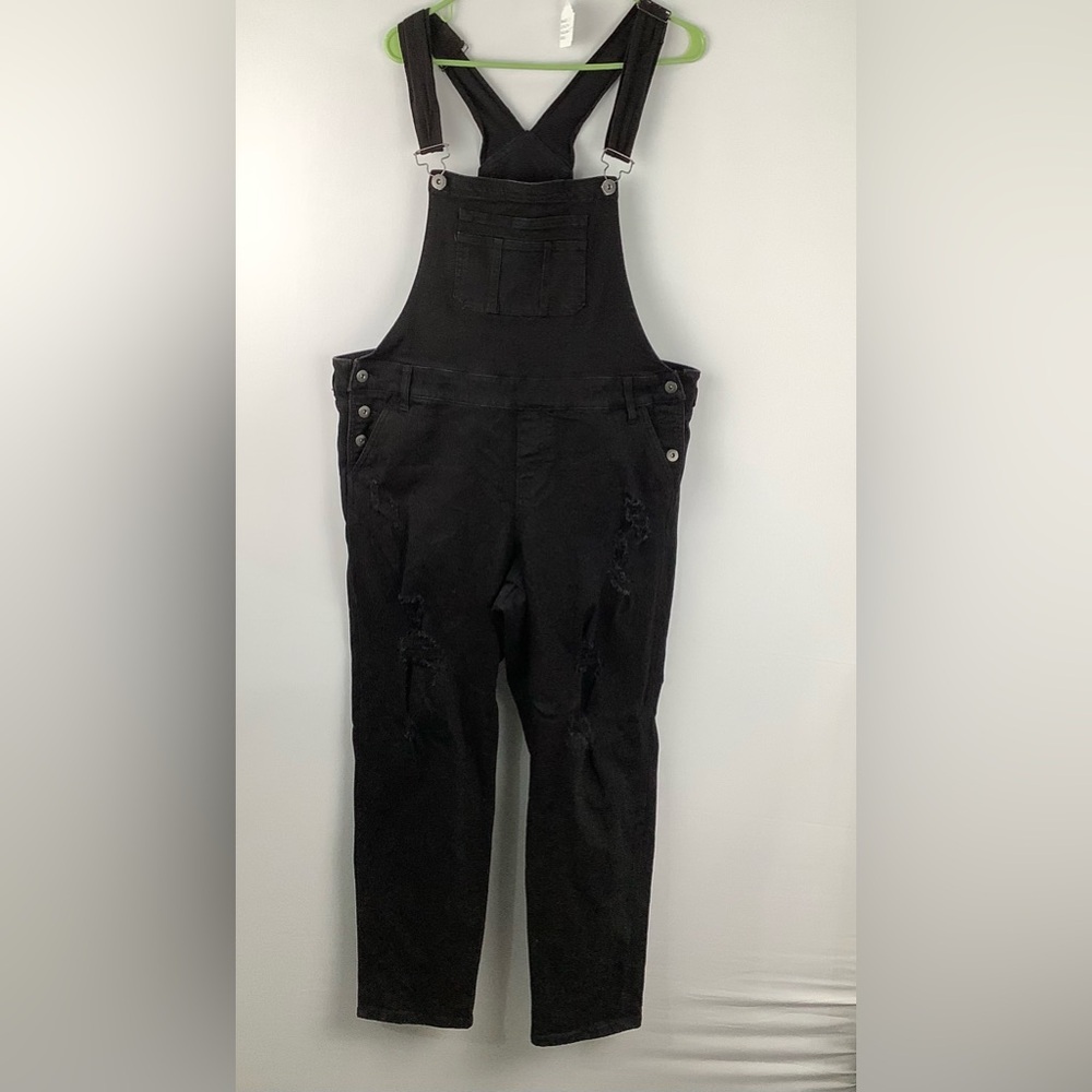 Torrid Black Denim Crop Overalls womens size 16